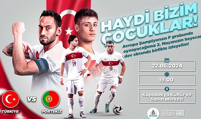 A Milli Takımımızın, Avrupa Futbol Şampiyonası’nda bu akşam Portekiz ile oynayacağı maç için Nevşehir Belediyesi Kapadokya Kültür ve Sanat Merkezi’ne dev ekran kuracak