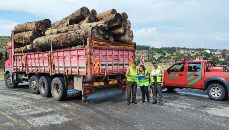 Bursa İnegöl’de orman ürünü taşıyan kamyonlara denetim