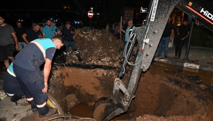 Manisa’da ekipler gece boyunca çalışarak arızayı giderdi