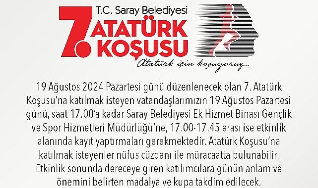 7. Atatürk Koşusu başvuruları başladı