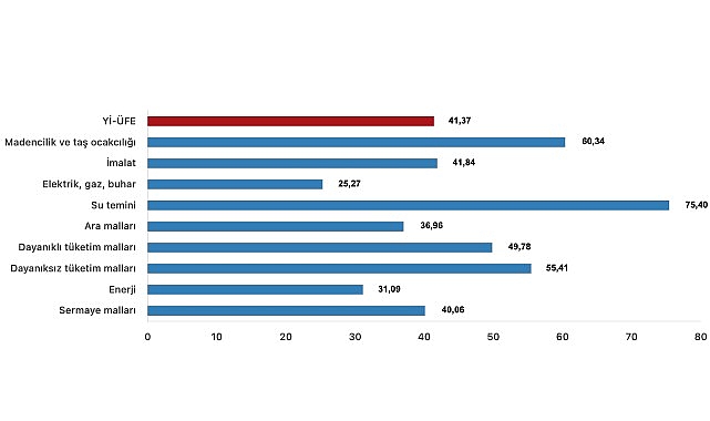 Tüik: Yurt İçi Üretici Fiyat Endeksi (Yİ-ÜFE) yıllık %41,37 arttı, aylık %1,94 arttı