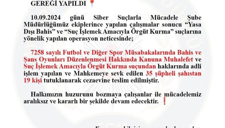 Kayseri Emniyeti Basın Bülteni …