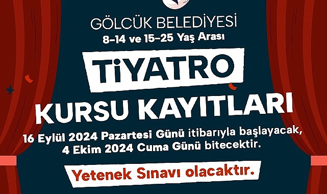 Gölcük Belediyesi tiyatro kursu kayıtları başladı.