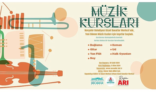 Nevşehir Belediyesi Güzel Sanatlar Merkezi’nde, çocuk ve gençler için yeni dönemde ücretsiz olarak açılacak müzik ve halk oyunları kursları için kayıtlar başladı.