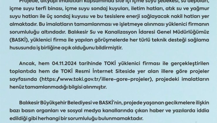 BASKİ: Gaziosmanpaşa TOKİ'deki imalatlarla ilgili sorumluluğumuz yok!