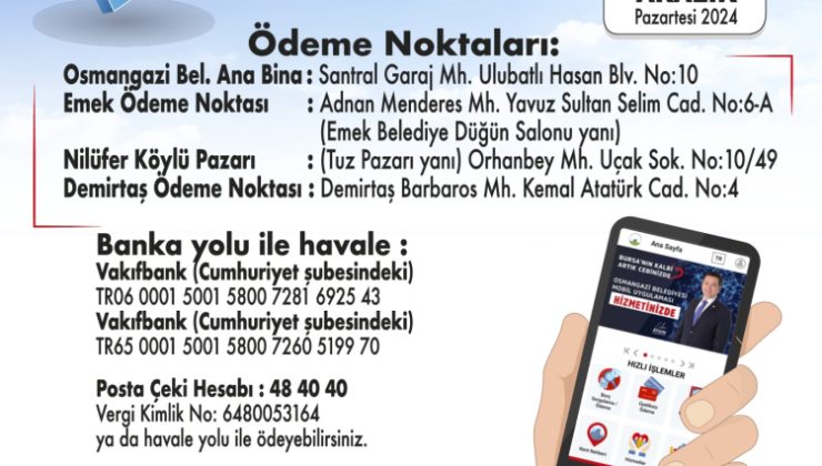 Bursa Osmangazi’nden vergi ödeme kolaylığı